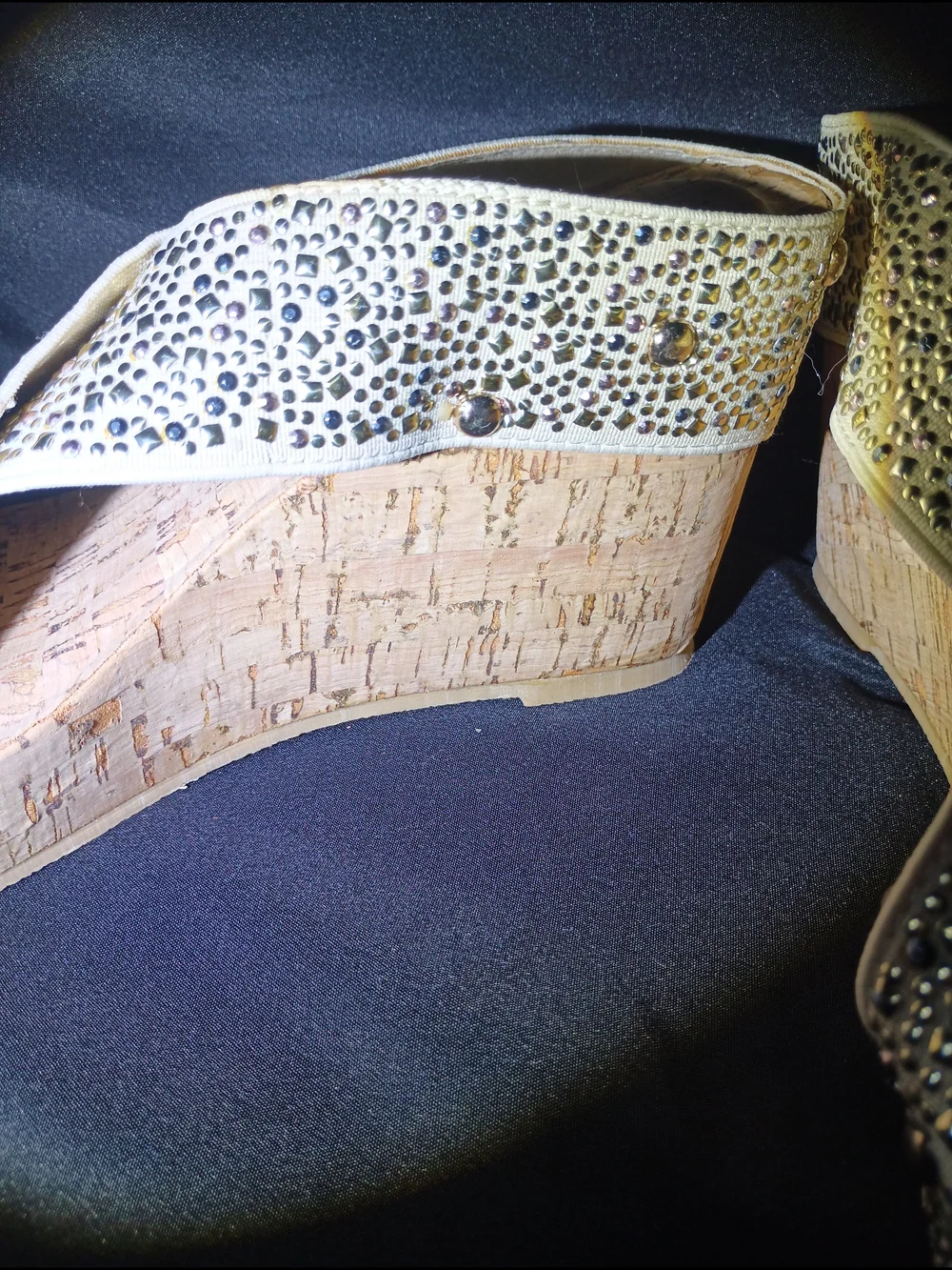 Corkys Rhinestone Studded Cork Wedge Sandal Slides